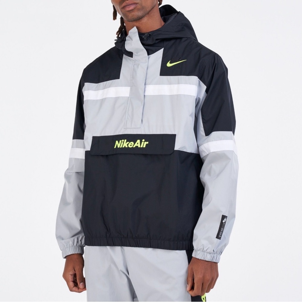 Nike Men's Black and Gray Windbreaker with Neon Accents